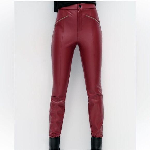 Zara Red Faux Leather Hi-rise
Legging(Size Medium) - Picture 1 of 10